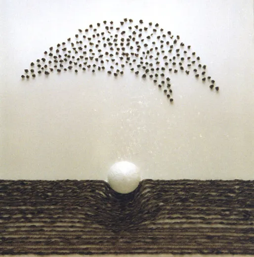 Fluttuante - Malinconia · 1997 · 100x100x9 · Tecnica mista